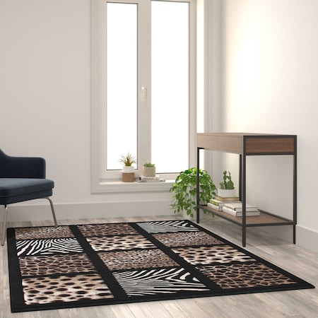 Flash Furniture 5' x 7' Animal Print Area Rug with Raised Squares ACD-RGYHPU-57-BK-GG